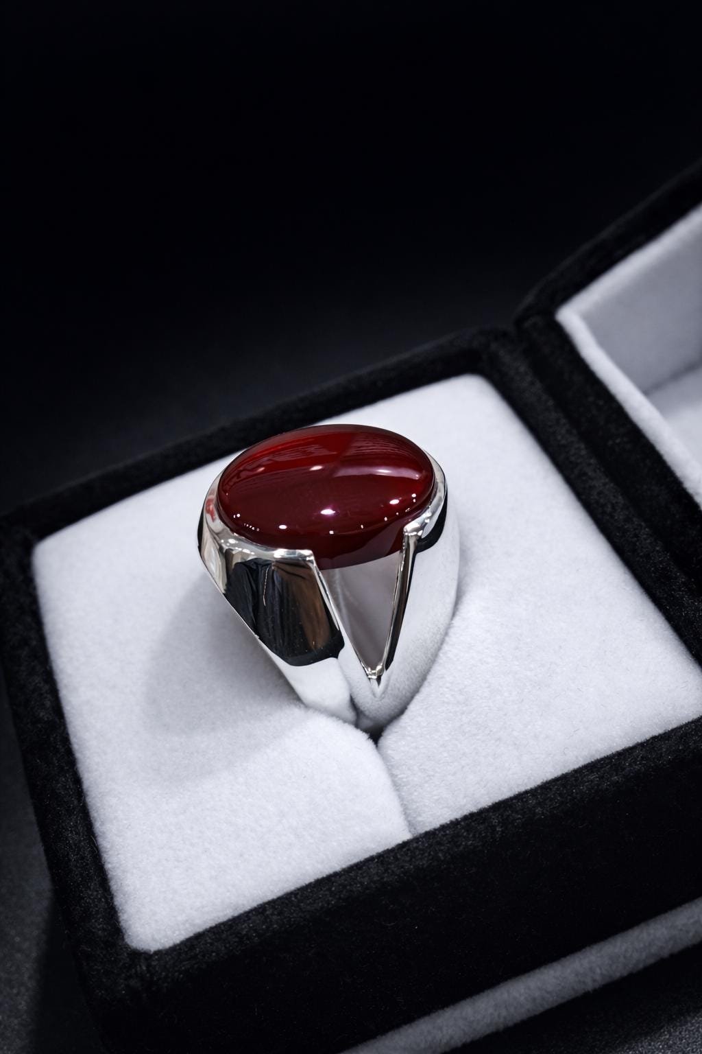 Red Yemeni Agate aqeeq Ring Silver handmade ring for men women - Image 4