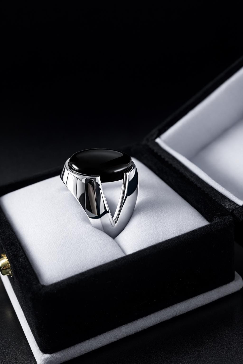 Men’s Oval Black Agate Ring 925 Sterling Silver Handmade Statement Ring - Image 5