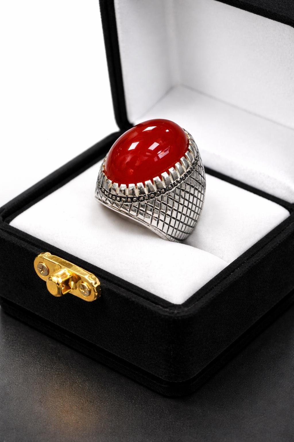 Red Agate Ring: Yemini 925 Sterling Silver Aqeeq Ring gift for men women - Image 4