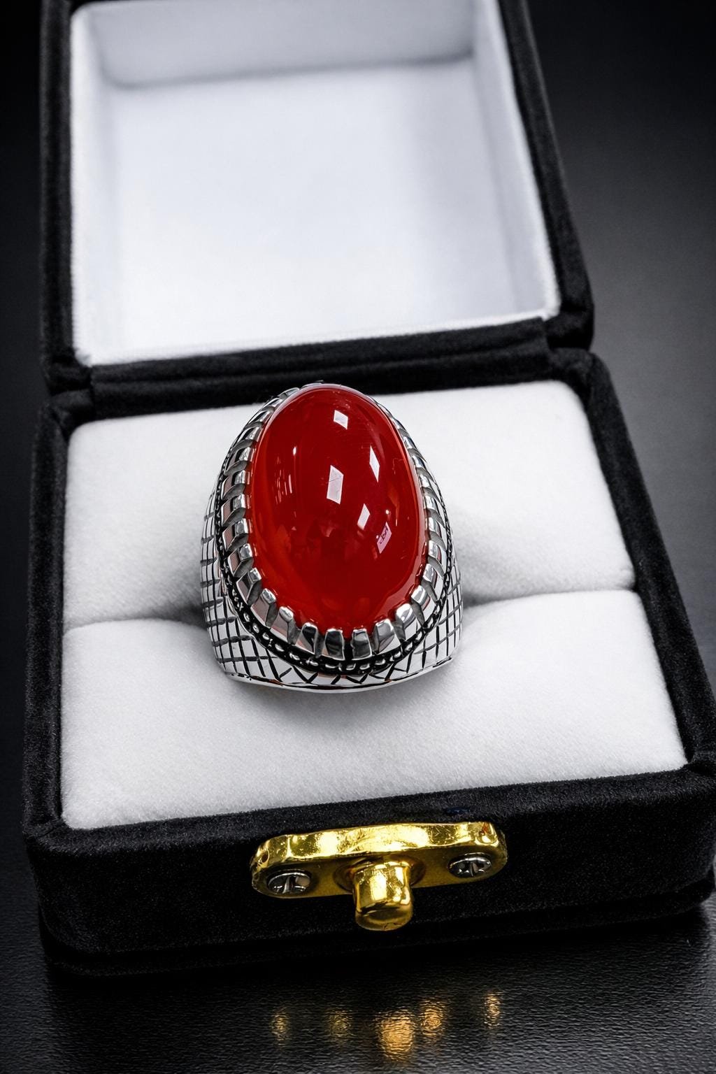 Red Agate Ring: Yemini 925 Sterling Silver Aqeeq Ring gift for men women - Image 6
