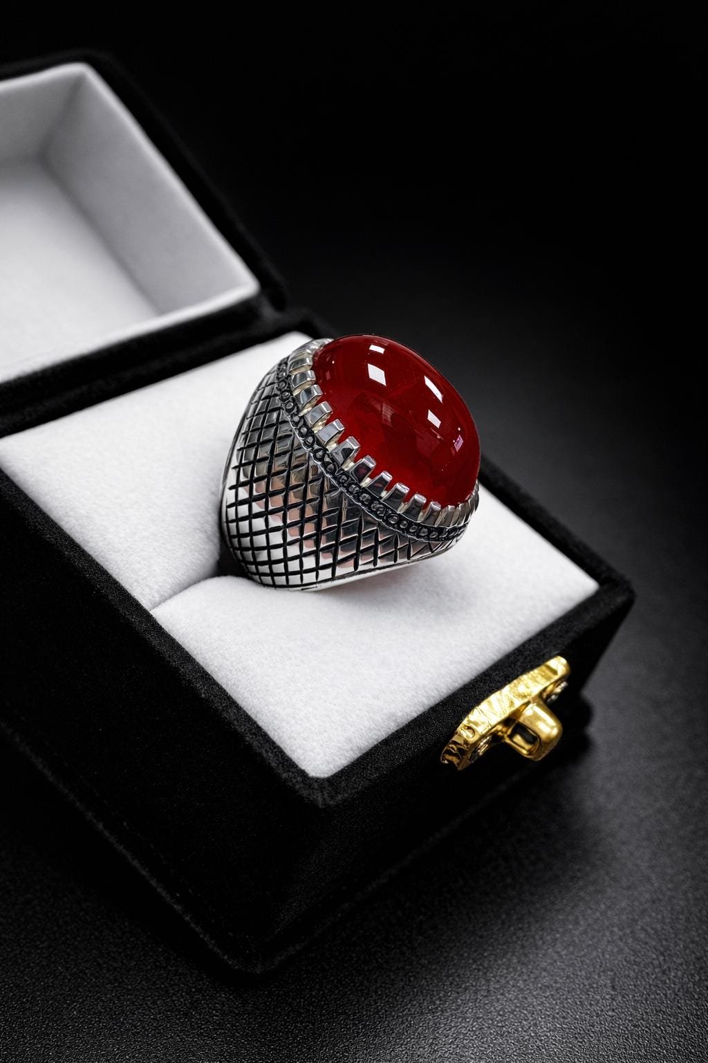 Red Agate Ring: Yemini 925 Sterling Silver Aqeeq Ring gift for men women