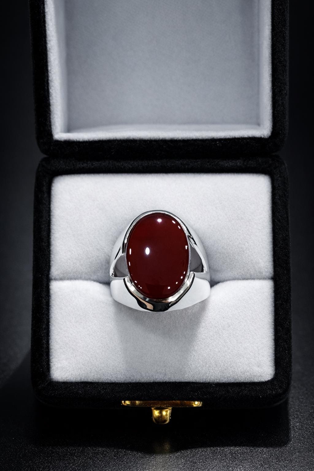 Red Yemeni Agate aqeeq Ring Silver handmade ring for men women - Image 3