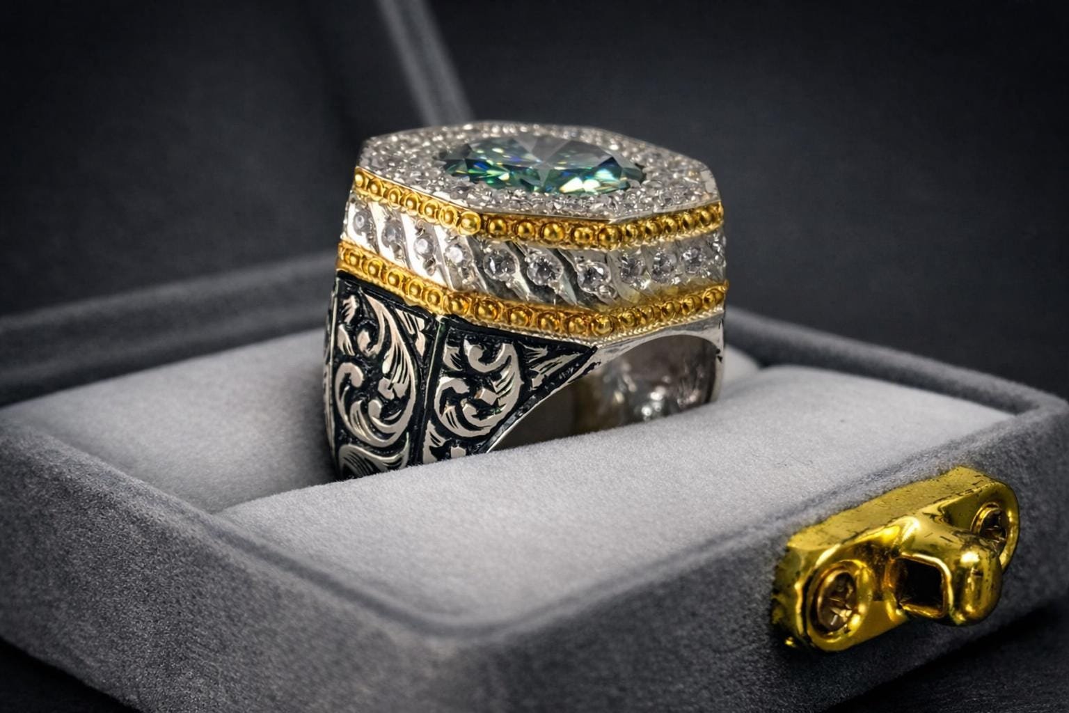 Green Moissanite Ring – Handmade Gemstone Unique Engagement Promise Ring for Her – Silver Rings - Image 8
