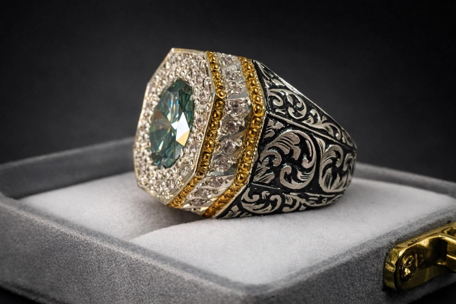 Green Moissanite Ring – Handmade Gemstone Unique Engagement Promise Ring for Her – Silver Rings - Image 4