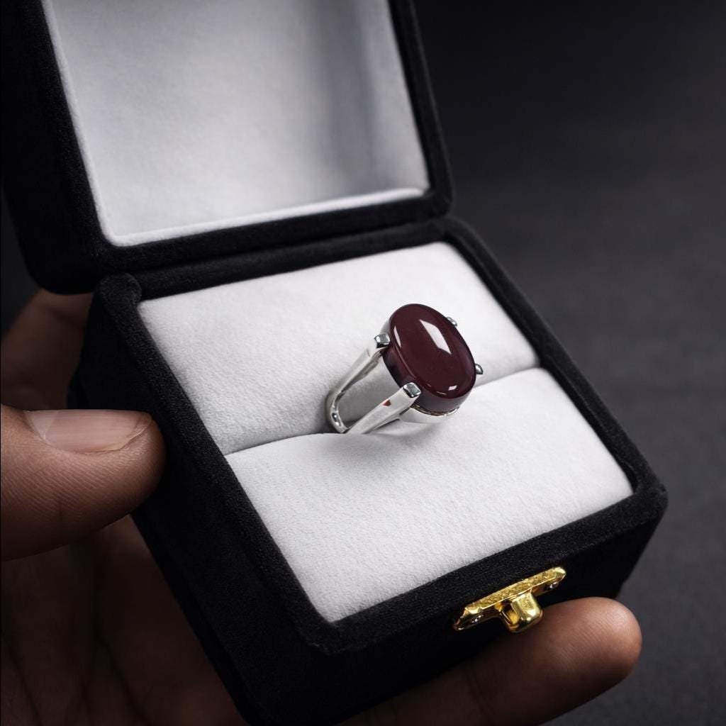 Handmade Dark Brown Aqeeq Ring Agate Men Ring: 925 Sterling Silver gift for him