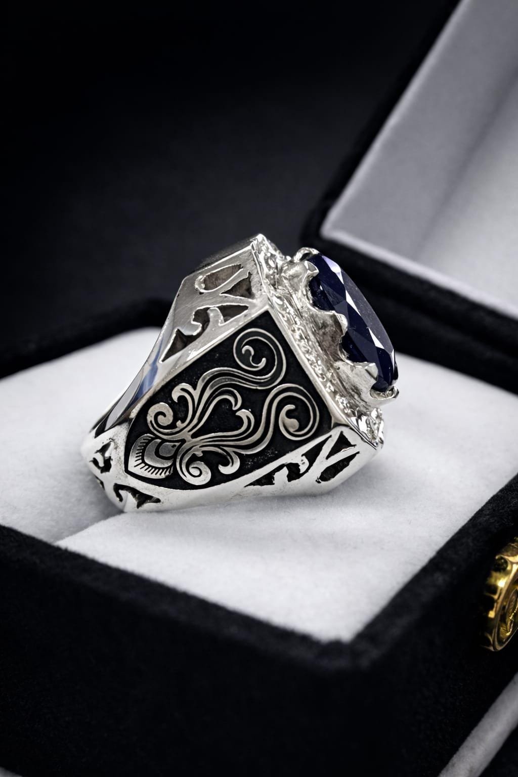 Sterling Silver Blue Sapphire Ring – Natural Gemstone Band for Men Women - Image 3