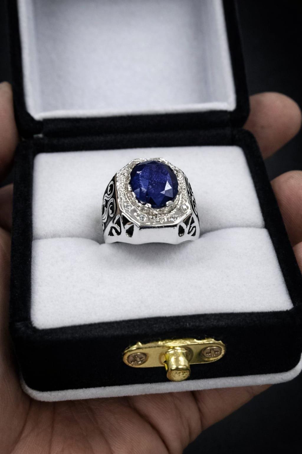 Sterling Silver Blue Sapphire Ring – Natural Gemstone Band for Men Women - Image 5