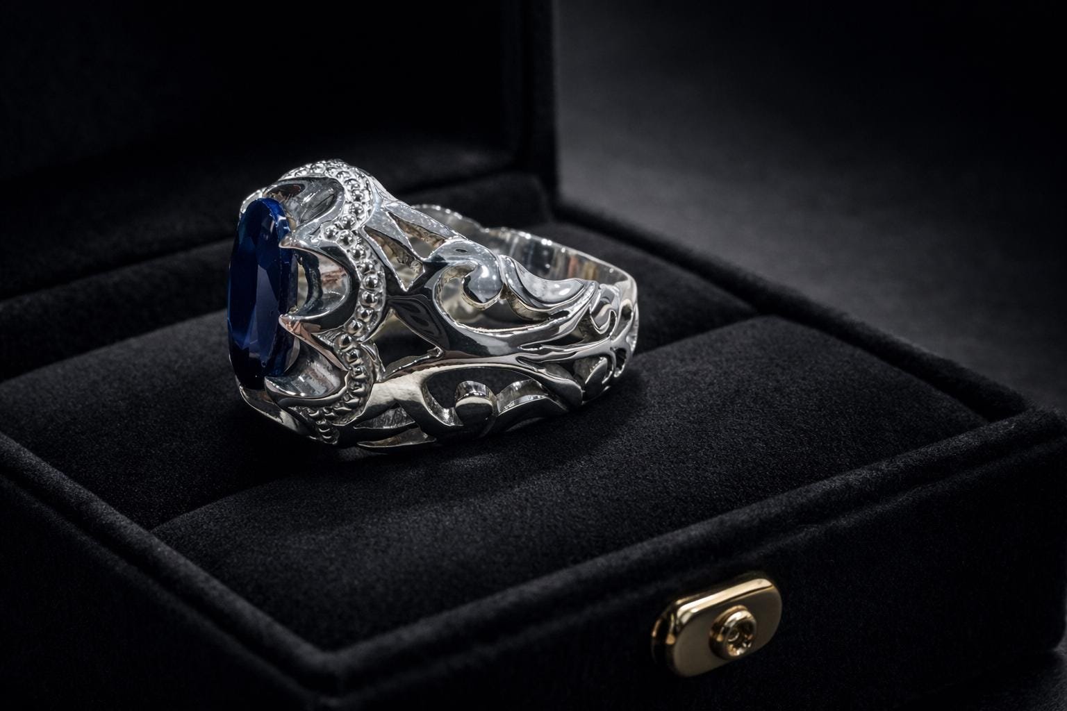 Blue Sapphire Ring Men’s Ring Natural Gemstone | 925 Sterling Silver Handmade for men women - Image 4