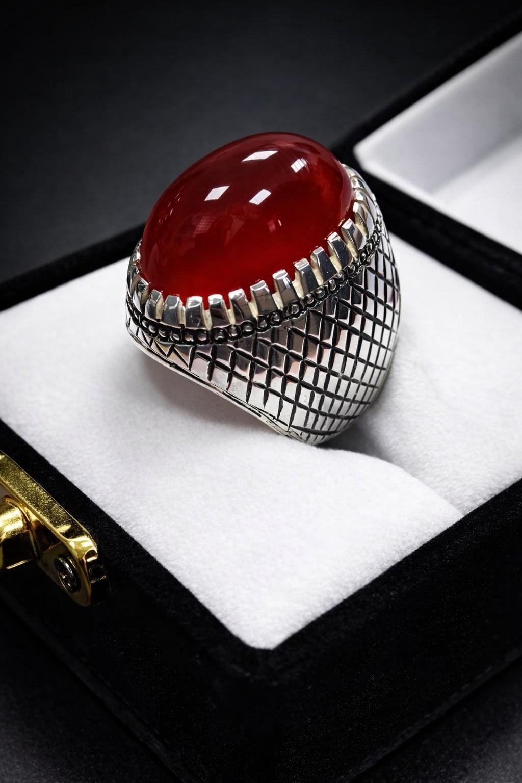 Red Agate Ring: Yemini 925 Sterling Silver Aqeeq Ring gift for men women - Image 2