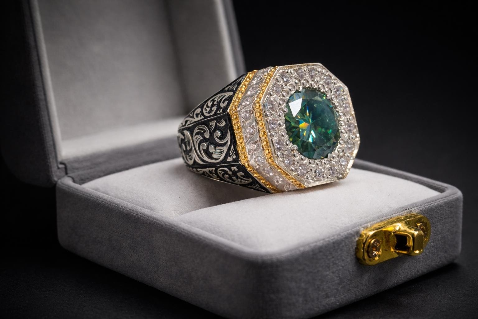 Green Moissanite Ring – Handmade Gemstone Unique Engagement Promise Ring for Her – Silver Rings - Image 7