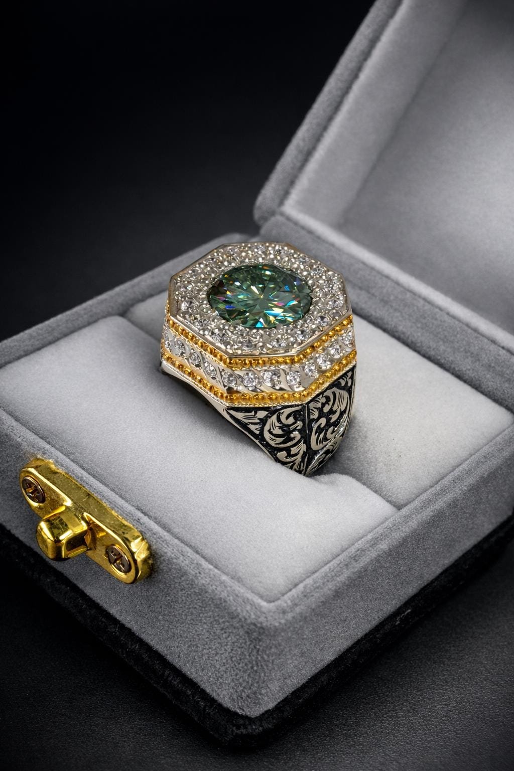 Green Moissanite Ring – Handmade Gemstone Unique Engagement Promise Ring for Her – Silver Rings - Image 3