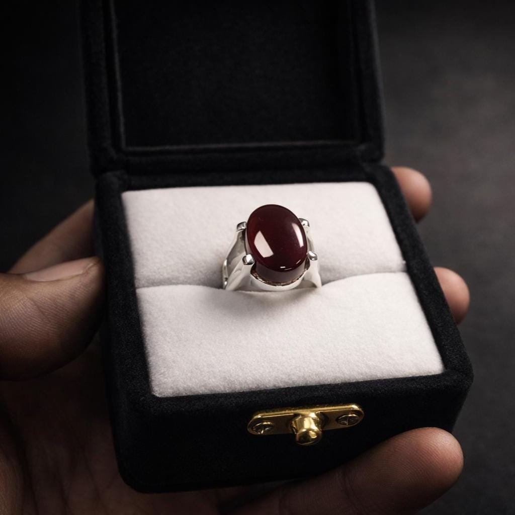 Handmade Dark Brown Aqeeq Ring Agate Men Ring: 925 Sterling Silver gift for him - Image 3