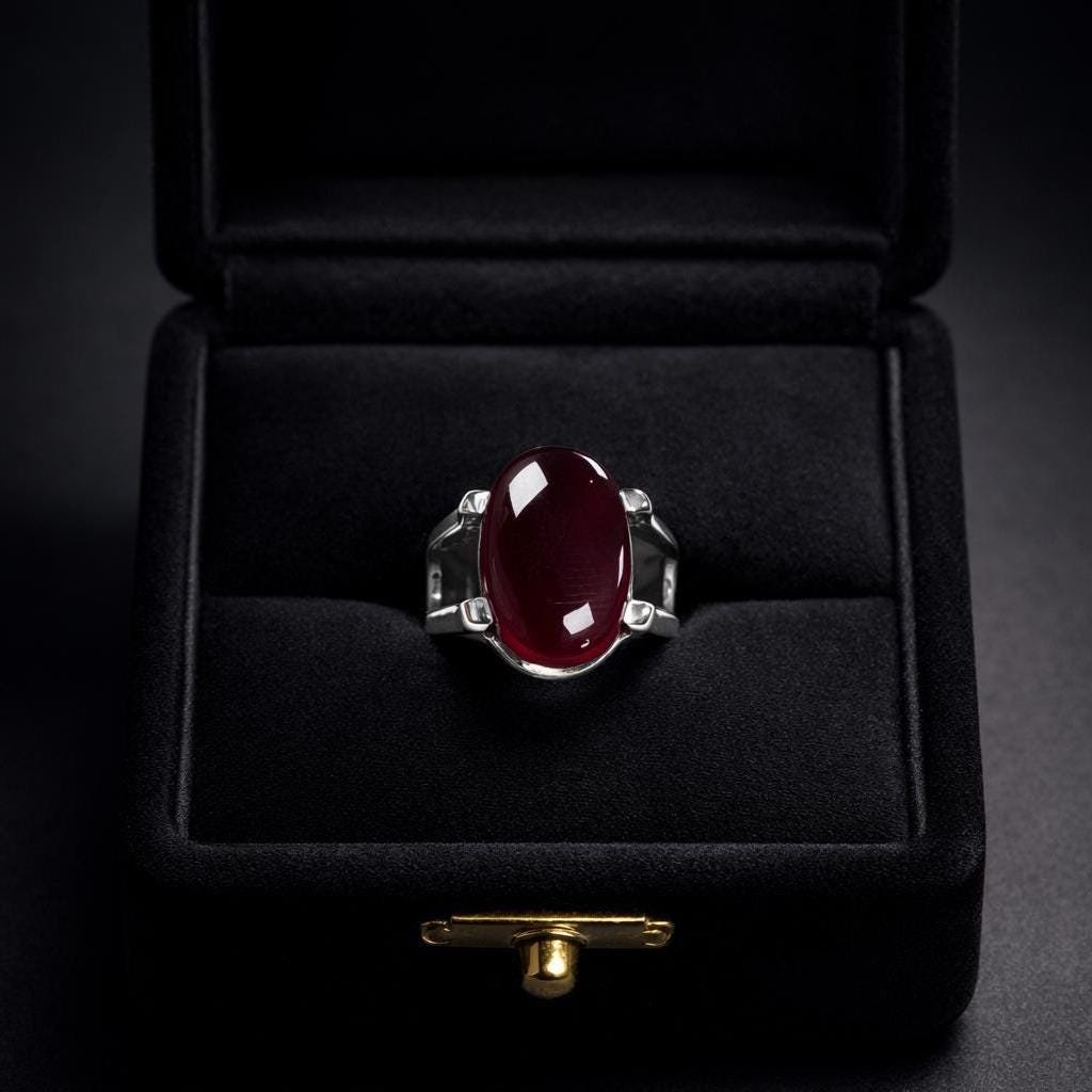 Handmade Dark Brown Aqeeq Ring Agate Men Ring: 925 Sterling Silver gift for him - Image 5