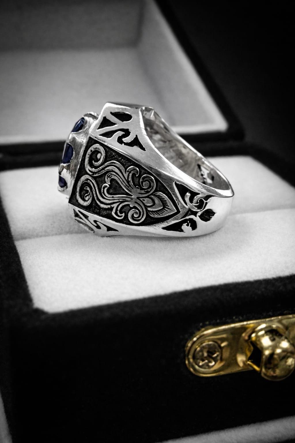 Sterling Silver Blue Sapphire Ring – Natural Gemstone Band for Men Women - Image 4