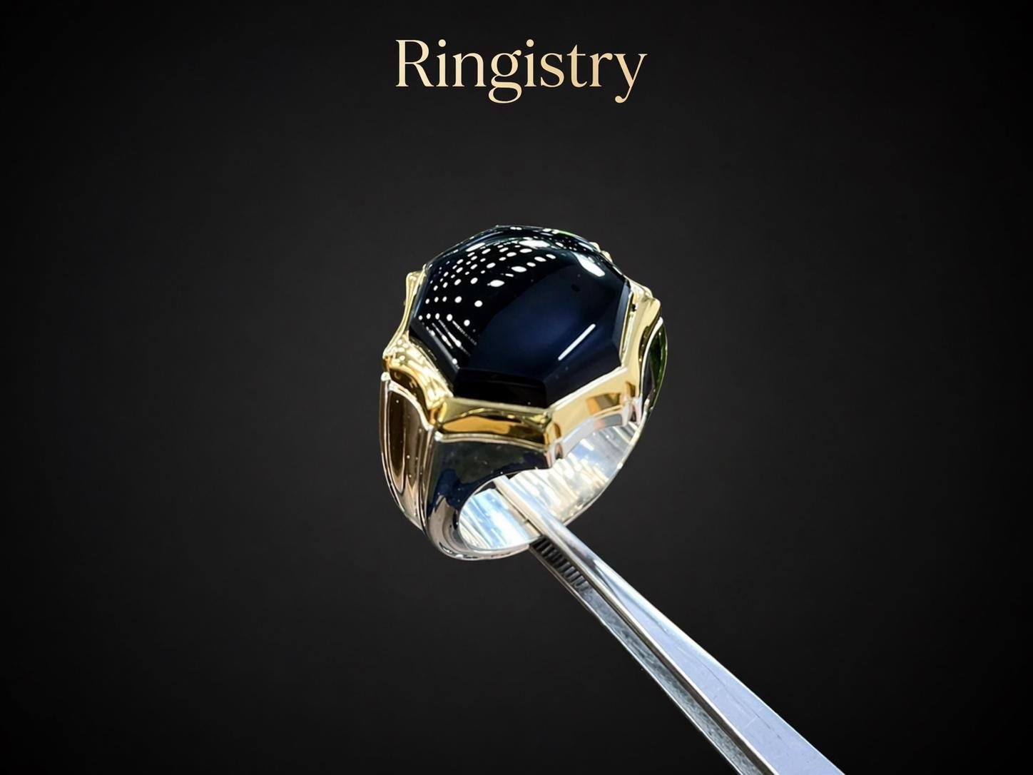 Sterling Silver Black Agate Signet Ring: Islamic Engraved Men's Band - Image 2