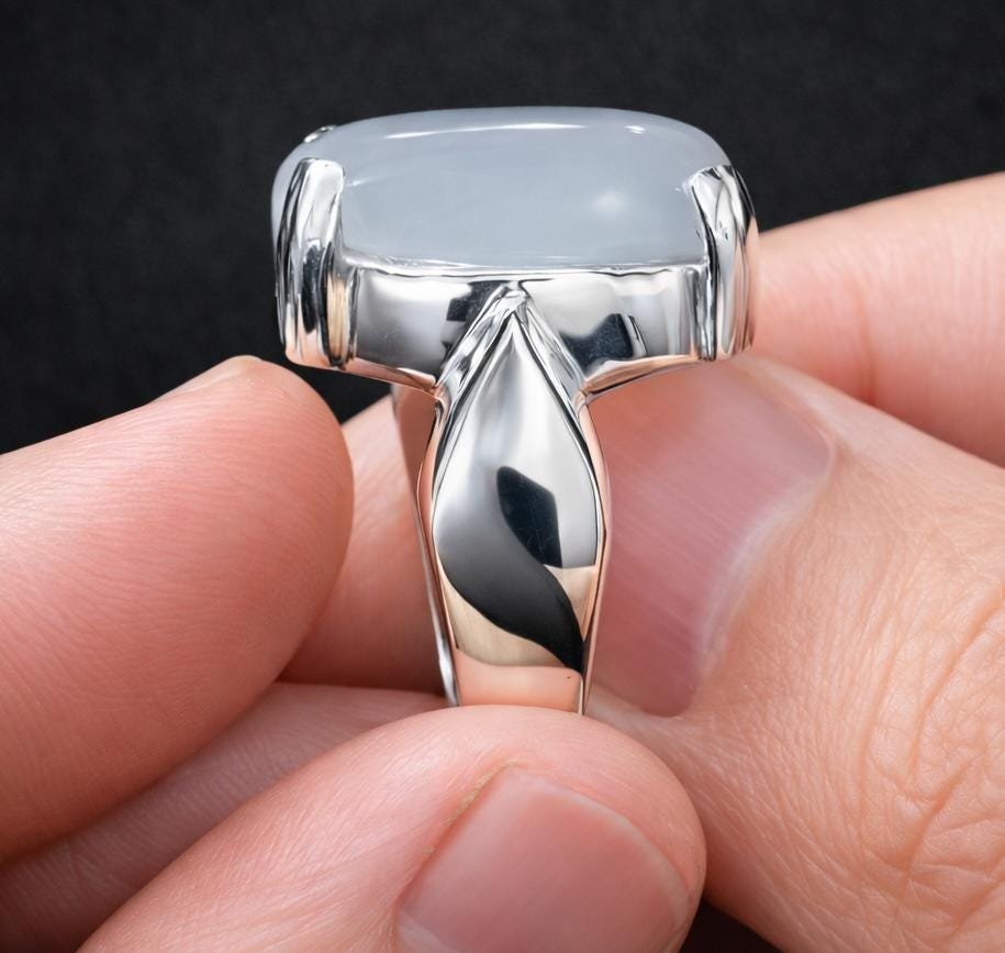 Handmade Sterling Silver Dur e Najaf Ring: Clear Quartz, Islamic Signet for Men - Image 2