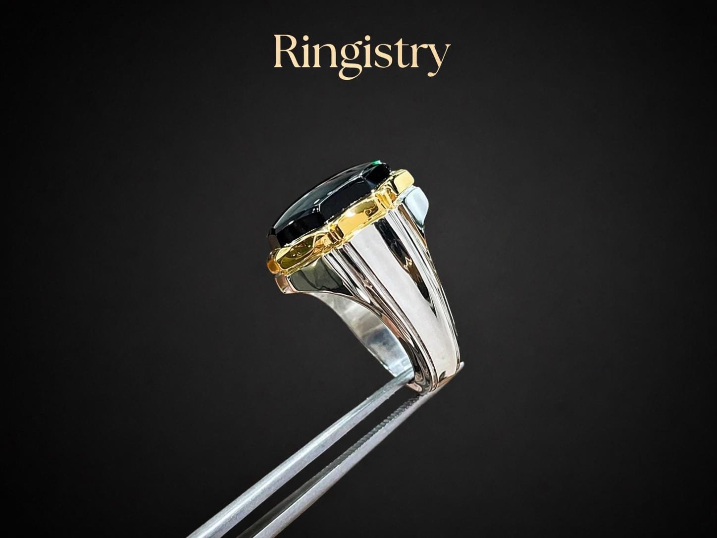 Sterling Silver Black Agate Signet Ring: Islamic Engraved Men's Band - Image 3