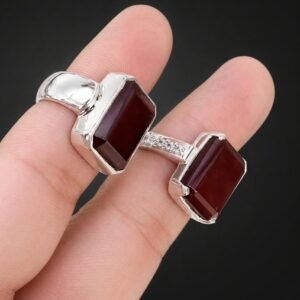 Brown Agate Aqeeq Couple Rings, Matching Promise Set for Him Her