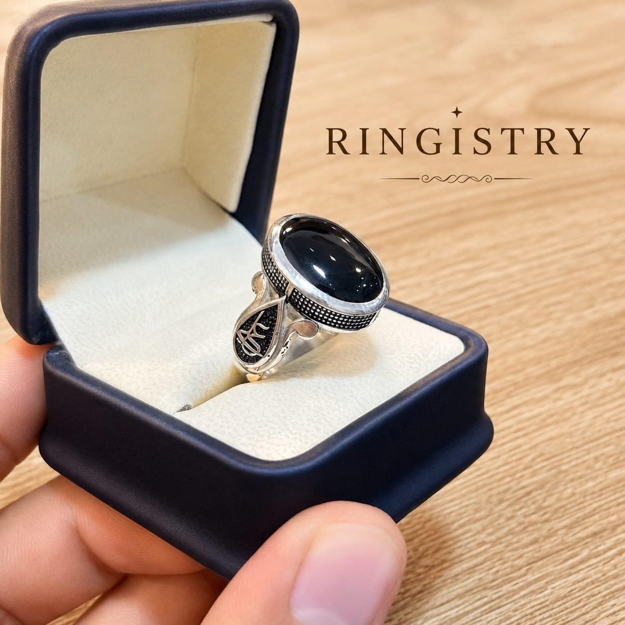 Mens Black Aqeeq Ring, Handmade Silver Ring, Yemeni Agate Ring for Men, Islamic Aqeeq Ring, Black Onyx Statement Ring, Gift for Him - Image 4