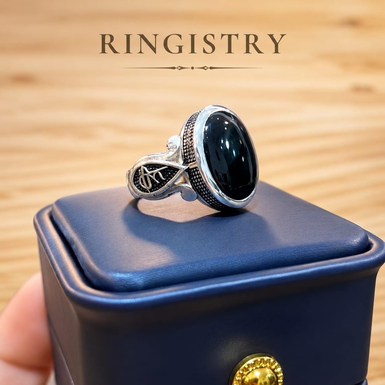 Mens Black Aqeeq Ring, Handmade Silver Ring, Yemeni Agate Ring for Men, Islamic Aqeeq Ring, Black Onyx Statement Ring, Gift for Him - Image 2
