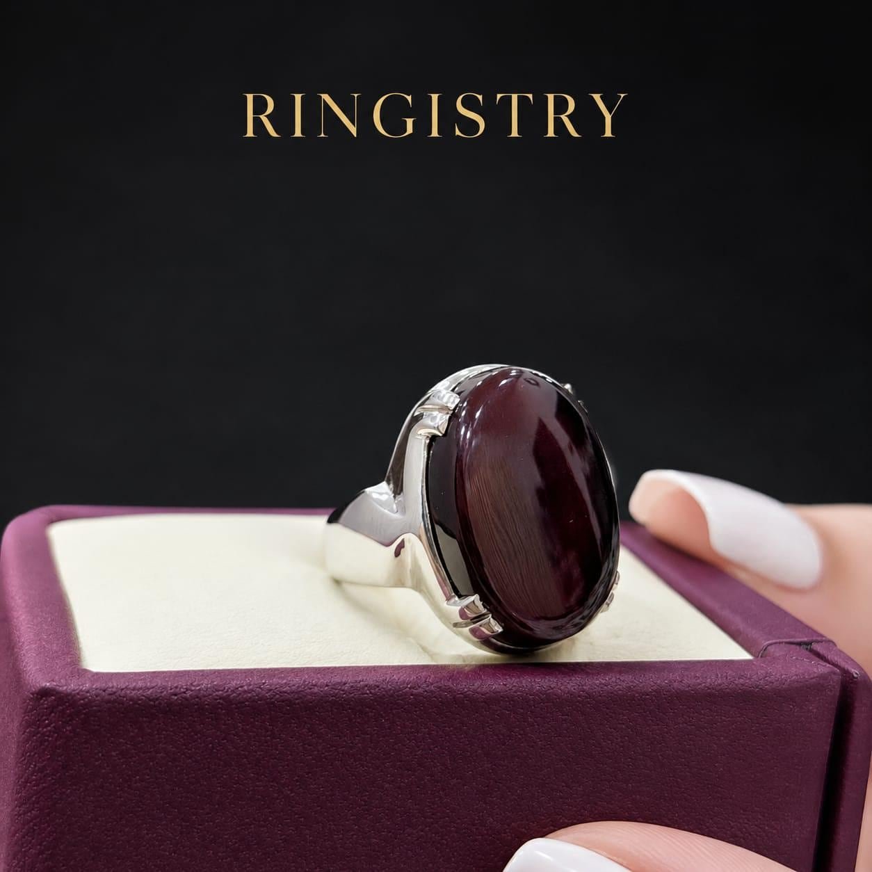 Men's Dark Brown Yemeni Agate Signet Ring, Vintage Islamic Silver Statement Band - Image 5