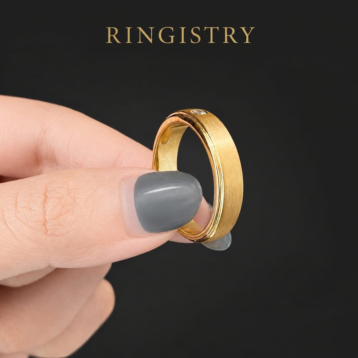 18K 21K Gold Moissanite Wedding Band, Minimalist Unisex Brushed Ring - Image 2