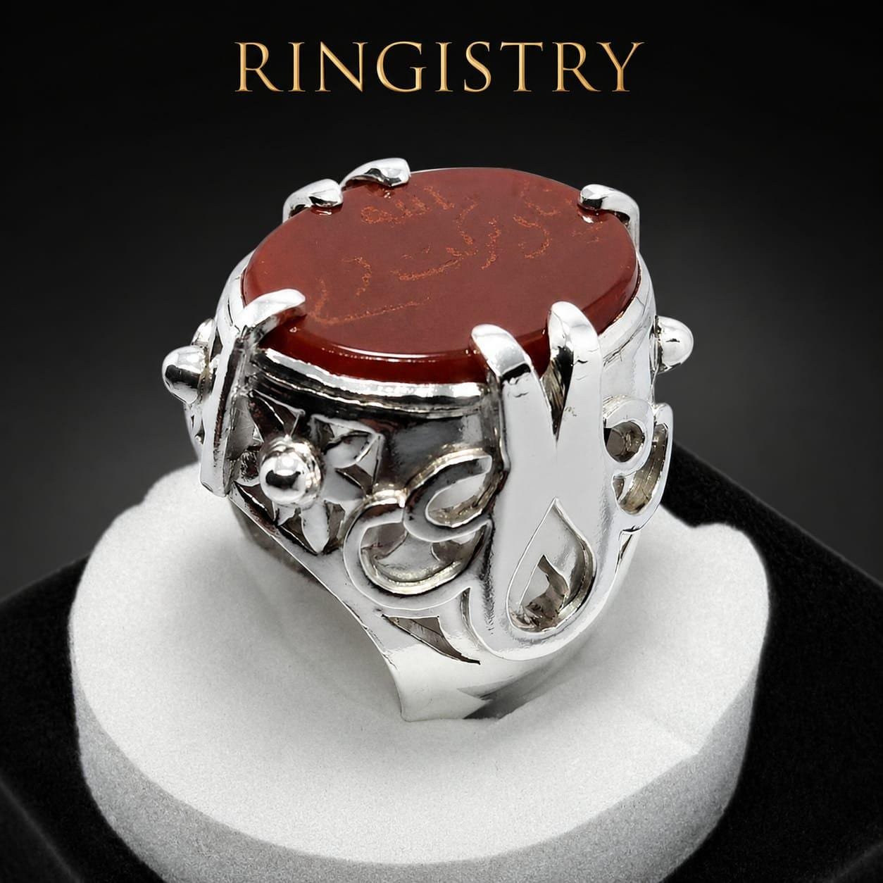 Nigel's Ring Design from the Movie Devil Wears Prada, 925 Sterling Silver Carnelian Aqeeq Ring, Big Yemeni Aqeeq brown Agate Ring for Men - Image 6
