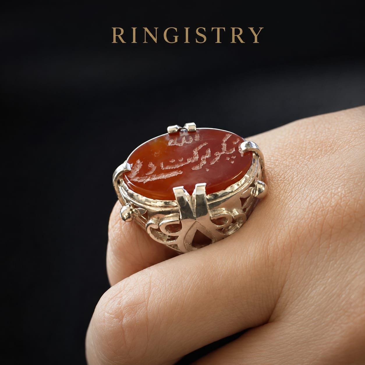 Nigel's Ring Design from the Movie Devil Wears Prada, 925 Sterling Silver Carnelian Aqeeq Ring, Big Yemeni Aqeeq brown Agate Ring for Men - Image 4