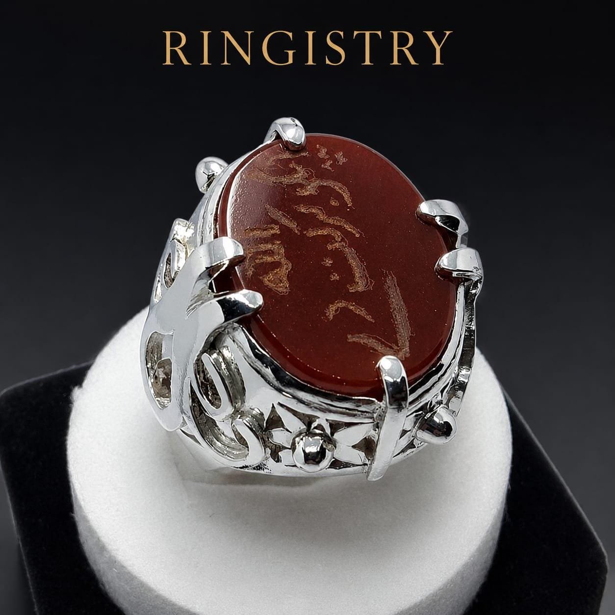 Nigel's Ring Design from the Movie Devil Wears Prada, 925 Sterling Silver Carnelian Aqeeq Ring, Big Yemeni Aqeeq brown Agate Ring for Men - Image 2
