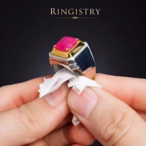 Natural Ruby Ring: Oval Red Gemstone, Silver Leaf Band, Vintage Style