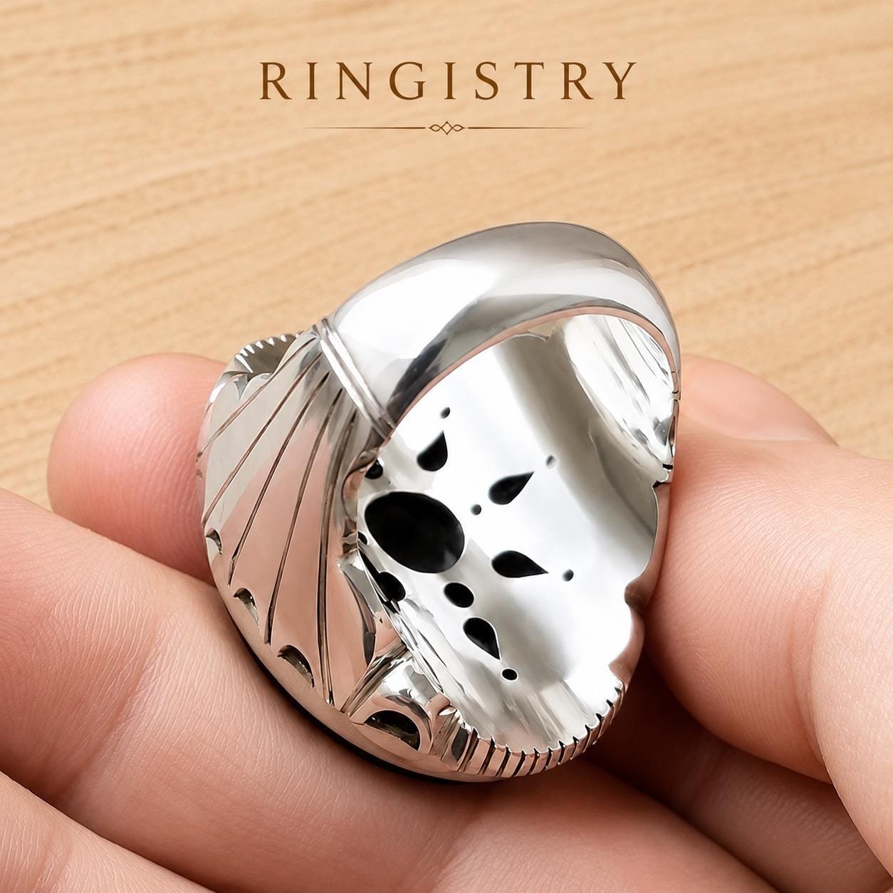 Black Aqeeq Agate Silver Statement Ring for Men Oval Stone Islamic Gift - Image 4