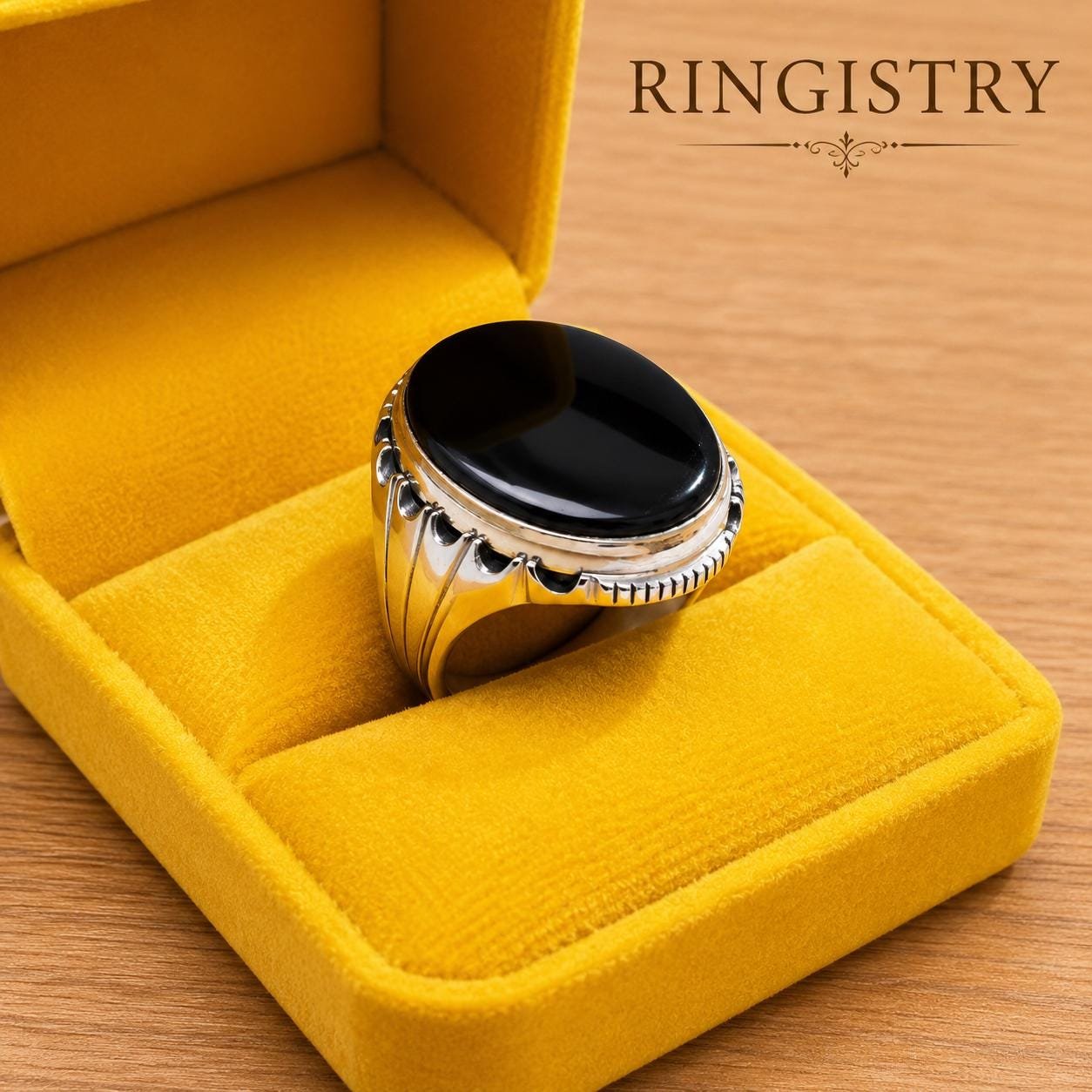Black Aqeeq Agate Silver Statement Ring for Men Oval Stone Islamic Gift - Image 3