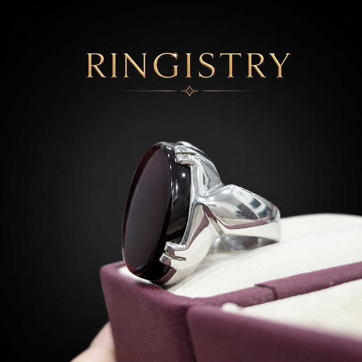 Men's Dark Brown Yemeni Agate Signet Ring, Vintage Islamic Silver Statement Band - Image 4