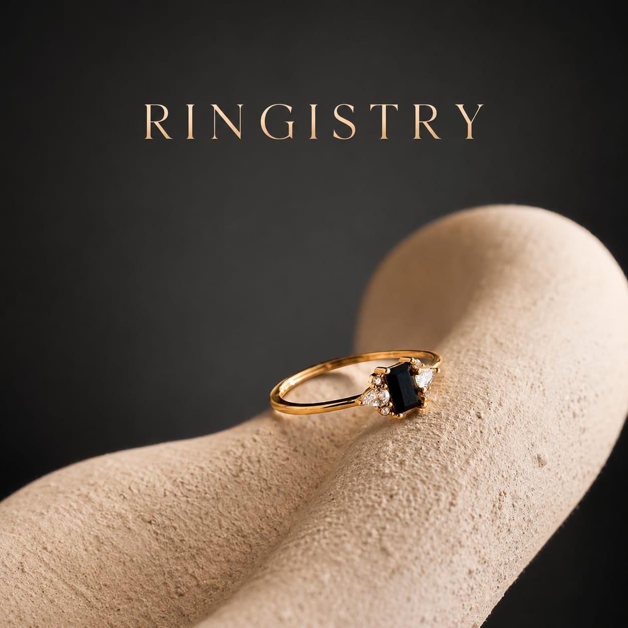Black Agate Baguette Ring, 18K & 21K Gold Art Deco Jewelry - Image 2