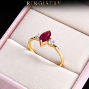 18K 21K Gold Marquise Ruby Ring, July Birthstone, Minimalist Engagement Ring