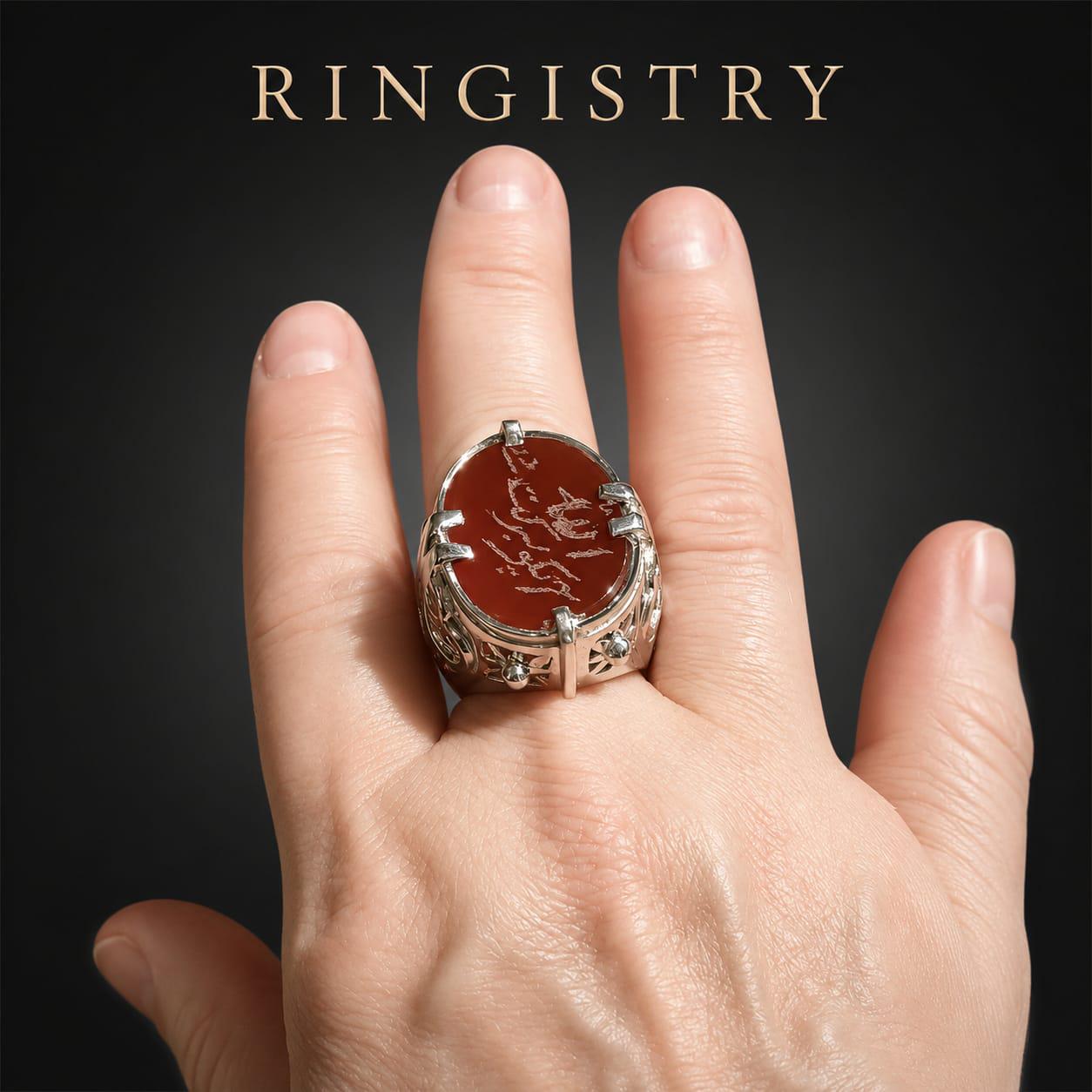 Nigel's Ring Design from the Movie Devil Wears Prada, 925 Sterling Silver Carnelian Aqeeq Ring, Big Yemeni Aqeeq brown Agate Ring for Men - Image 5
