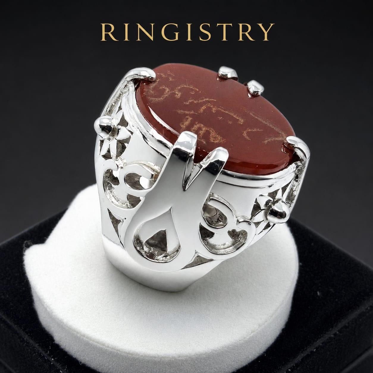 Nigel's Ring Design from the Movie Devil Wears Prada, 925 Sterling Silver Carnelian Aqeeq Ring, Big Yemeni Aqeeq brown Agate Ring for Men - Image 3