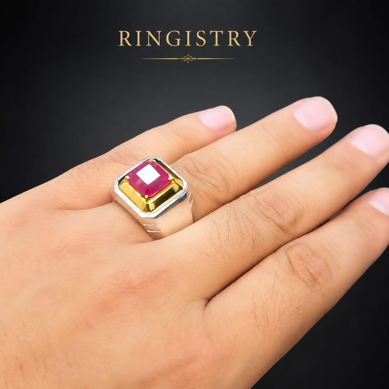 Natural Ruby Ring: Oval Red Gemstone, Silver Leaf Band, Vintage Style - Image 5