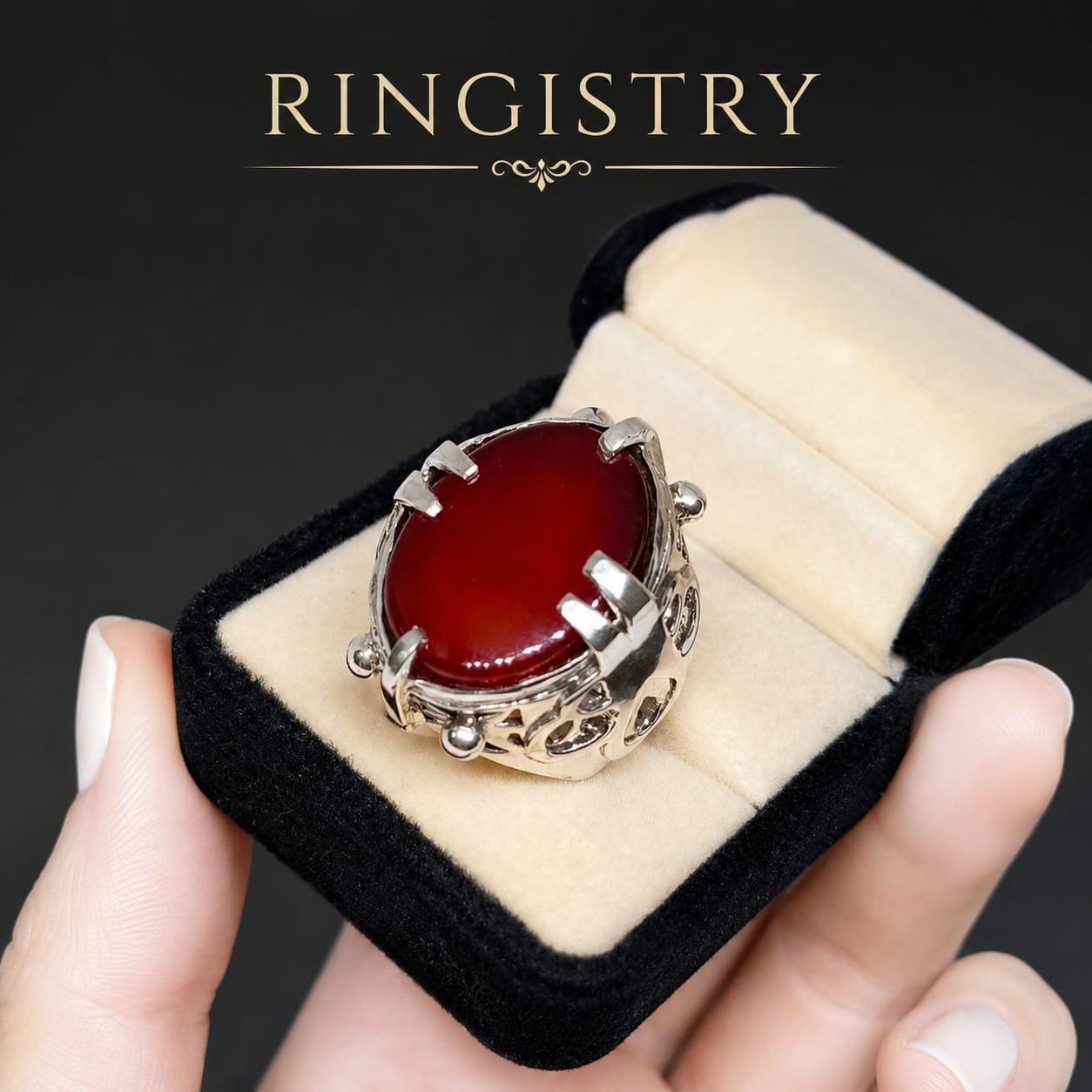 Handmade Sterling Silver Brown Red Agate Nigel Ring, Devil Design, Devil Wears Prada Movie Style Statement Piece - Image 3