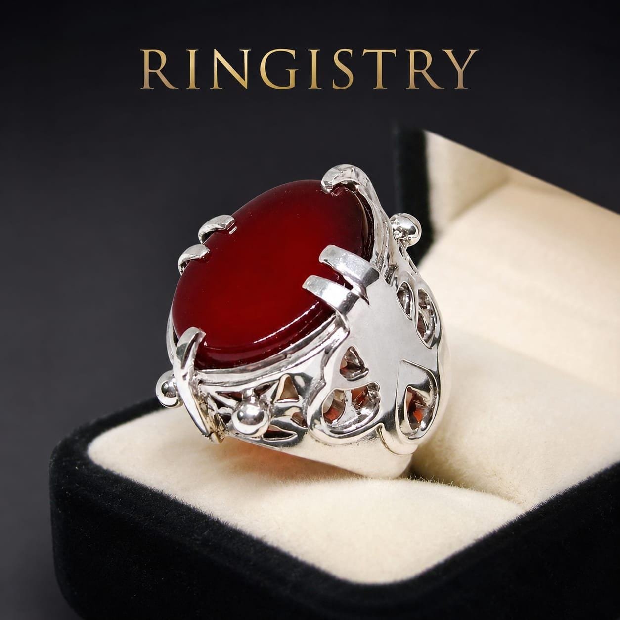 Handmade Sterling Silver Brown Red Agate Nigel Ring, Devil Design, Devil Wears Prada Movie Style Statement Piece - Image 2