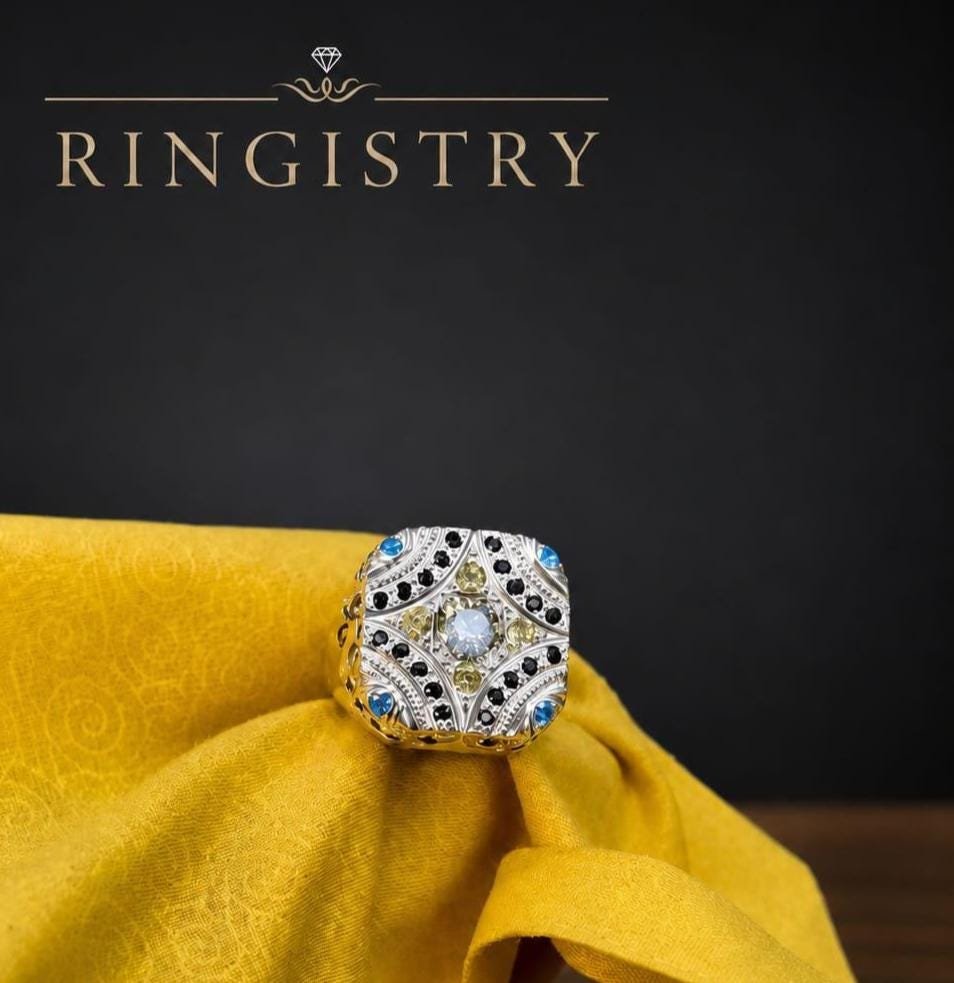 Men’s Green Moissanite Ring, 925 Sterling Silver Vintage Peridot Sapphire Ring, Father’s Day Gift for Him - Image 4