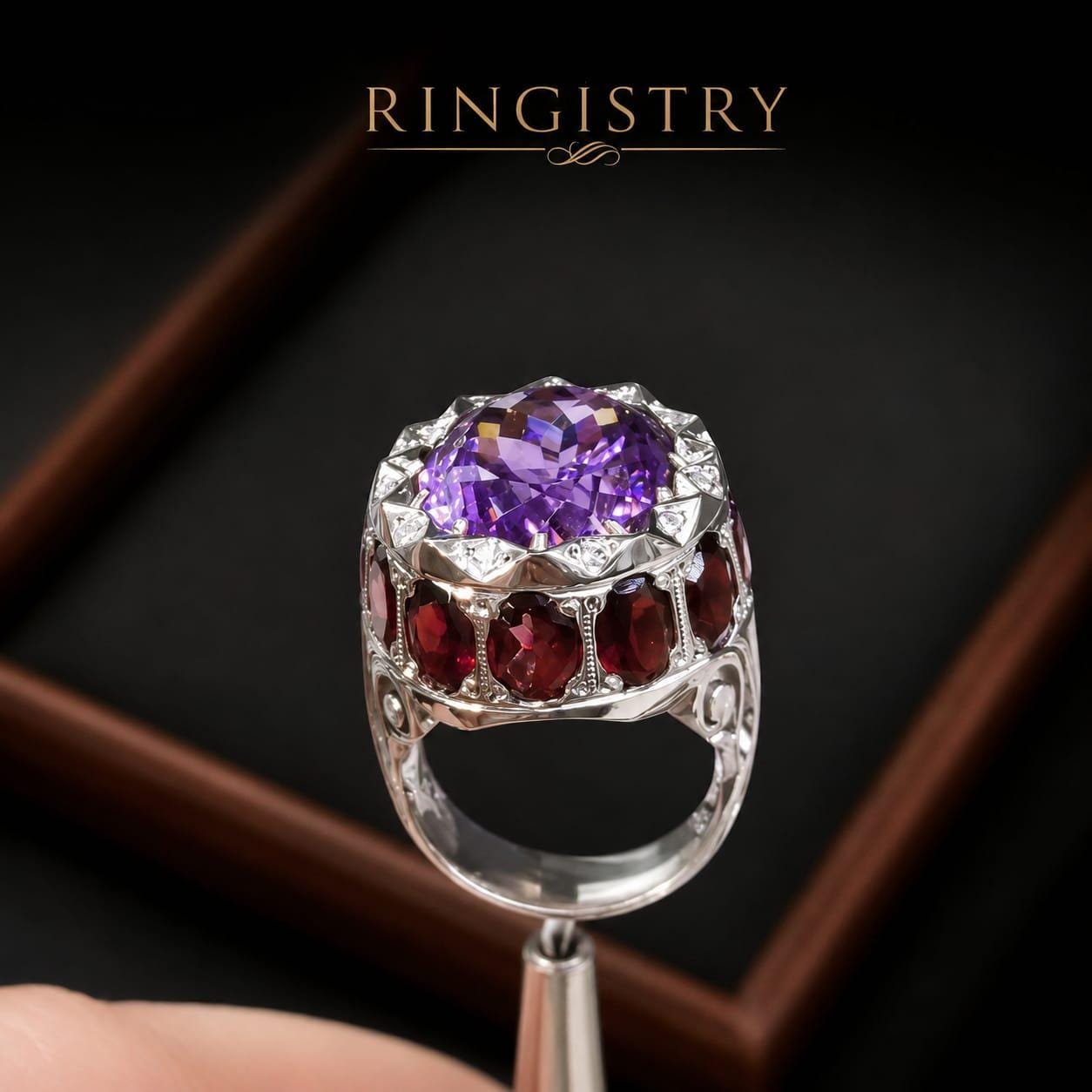 Men’s Amethyst Garnet Ring, Handmade 925 Sterling Silver Statement Ring, Purple Gemstone Ring, Father’s Day Gift for Him - Image 5