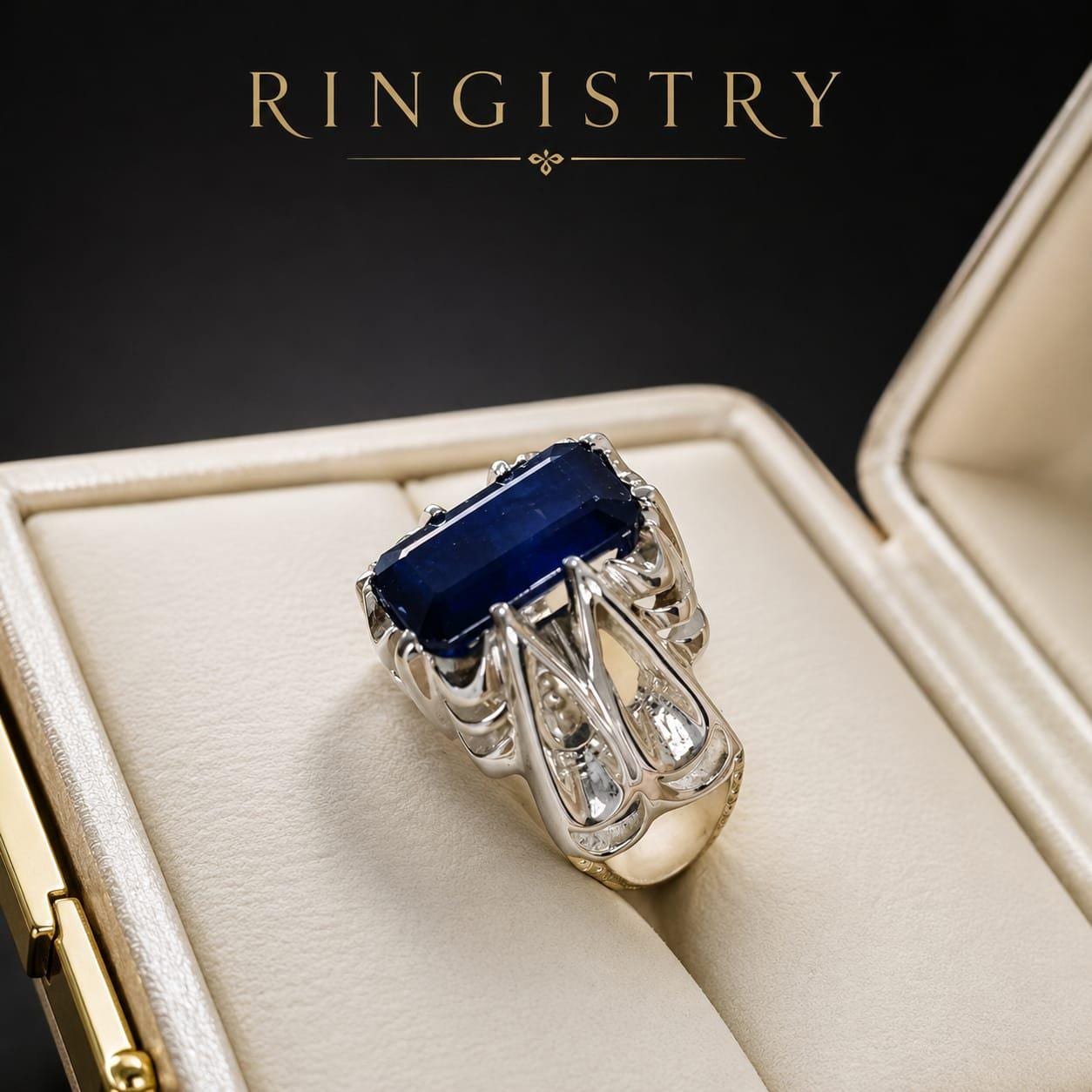 Handmade Turkish Blue Sapphire Silver Ring, Men's Statement Signet Jewelry - Image 5