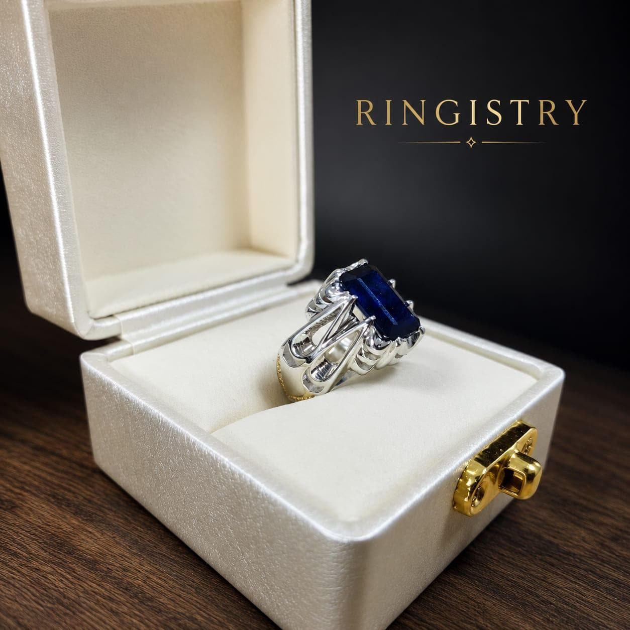 Handmade Turkish Blue Sapphire Silver Ring, Men's Statement Signet Jewelry - Image 7