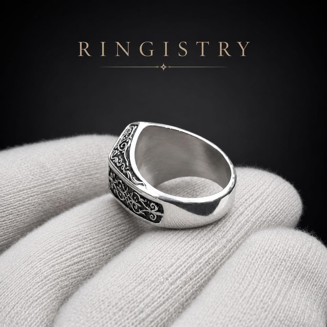 Men’s Sterling Silver Green Moissanite Ring, Vintage Engagement Ring, Father’s Day Gift for Him - Image 6
