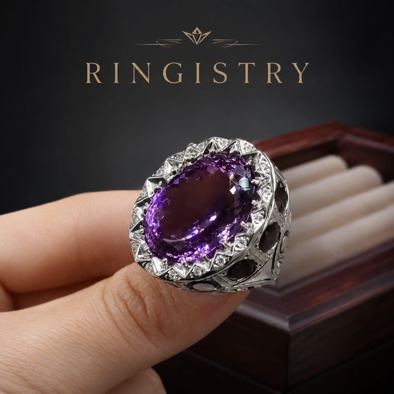 Men’s Amethyst Garnet Ring, Handmade 925 Sterling Silver Statement Ring, Purple Gemstone Ring, Father’s Day Gift for Him - Image 4