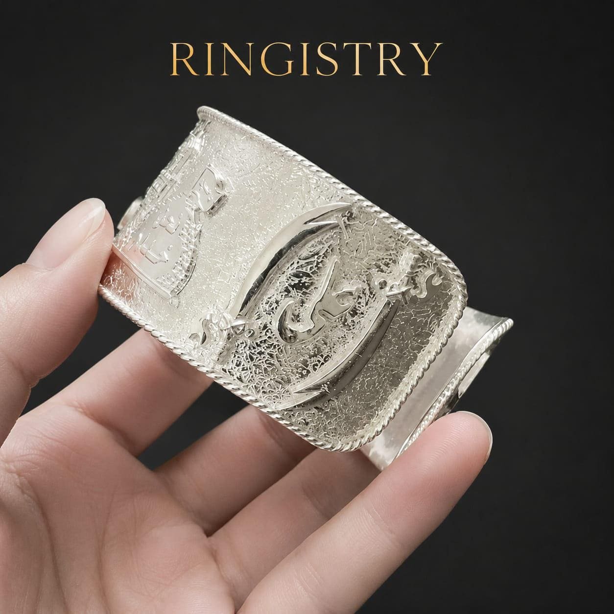 925 Sterling Silver Zulfiqar Sword Cuff Bracelet, Imam Ali Calligraphy Bangle - Image 3