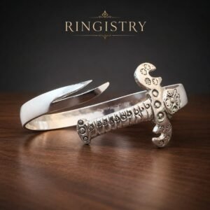 Zulfiqar Sword Cuff Bracelet, 925 Sterling Silver Islamic Bangle, Imam Ali Inspired Shia Muslim