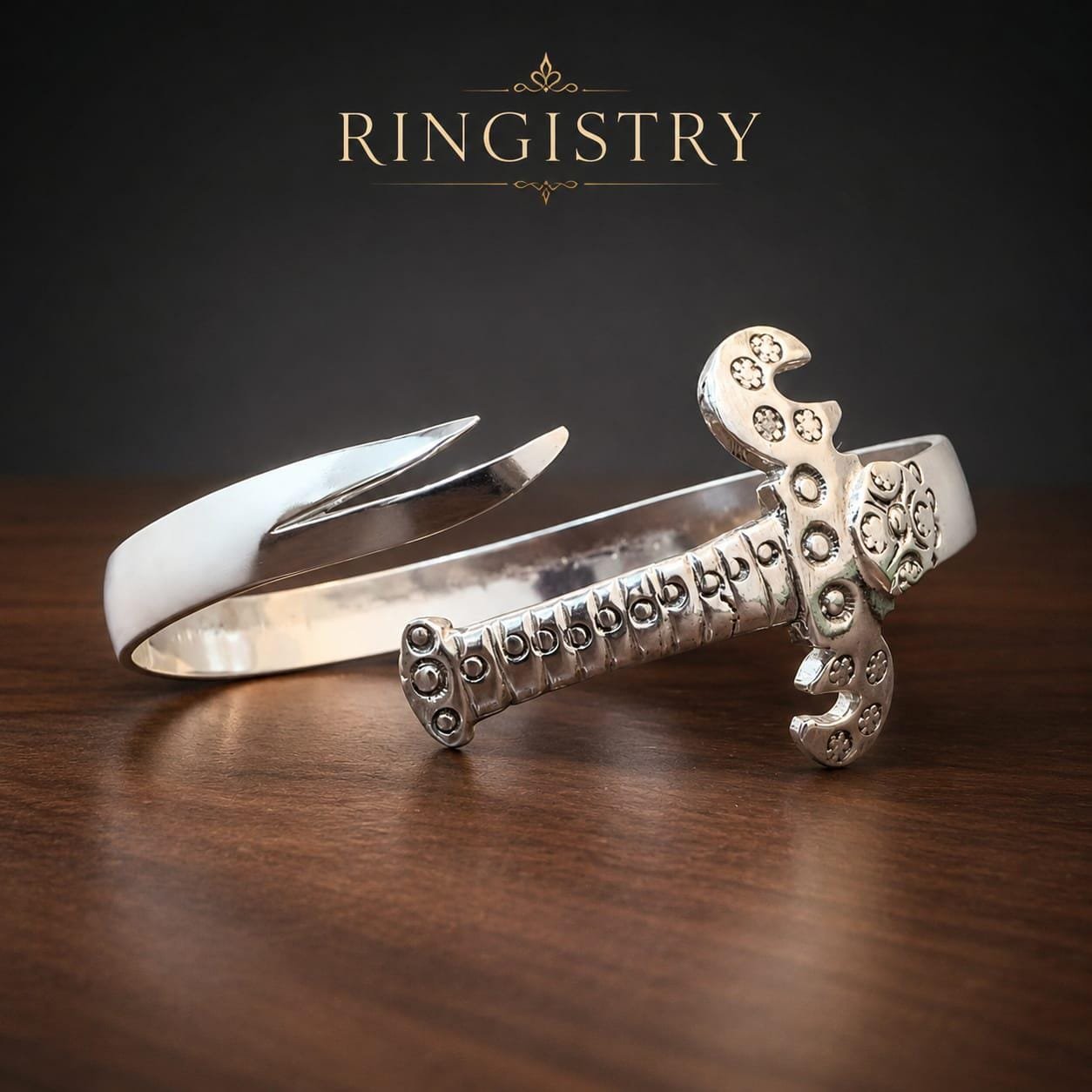 Zulfiqar Sword Cuff Bracelet, 925 Sterling Silver Islamic Bangle, Imam Ali Inspired Shia Muslim