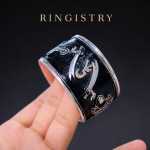 Sterling Silver Zulfiqar Sword Islamic Cuff Bracelet, Imam Hussain Shia Bangle